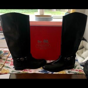 Coach 7.5 Maysie Calf Black Leather Riding Boots